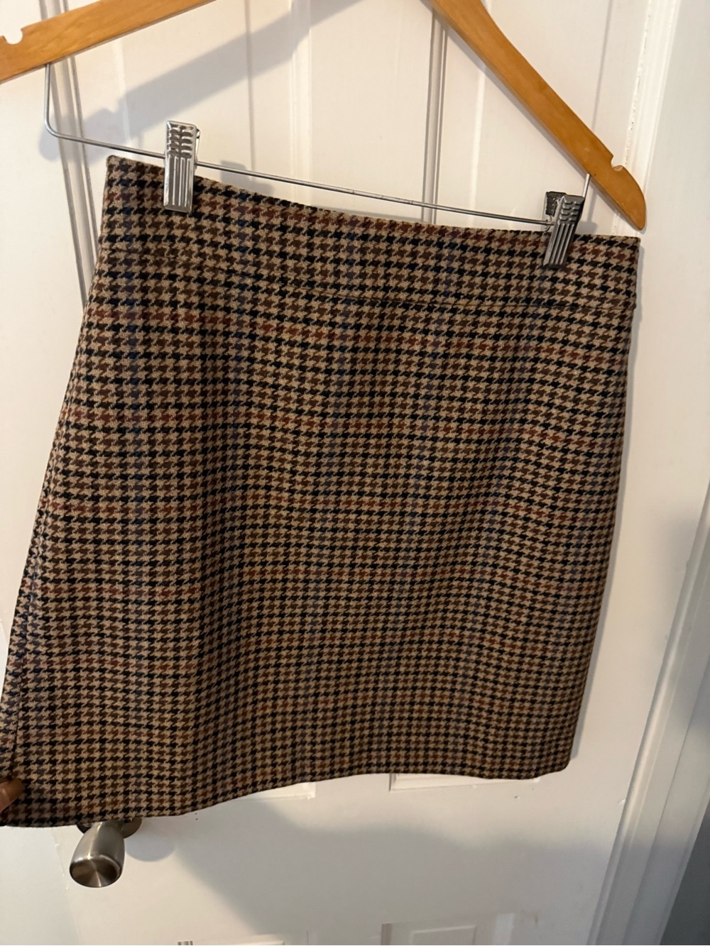 J. Crew Houndstooth Mini Skirt in Brown and Black